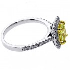 1.54 Cts Fancy Yellow Cushion Cut Diamond Engagement Ring srt in 18K White Gold