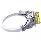 1.57 Cts Fancy Yellow Cushion Cut Diamond Engagement Ring set in 18K White Gold