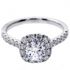 1.60 Cts Round Cut Diamond with Cushion Shape Halo Engagement Ring set in 18K White Gold 