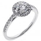 1.02 Cts Round Cut Halo Diamond Engagement Ring set in 18k White Gold
