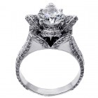 3.03 Cts Round Cut Halo Diamond Engagement Ring set in 18K White Gold