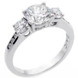 2.32 Cts Three stone round cut diamond engagement ring set in 14 K white gold