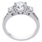2.32 Cts Three stone round cut diamond engagement ring set in 14 K white gold