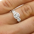 2.32 Cts Three stone round cut diamond engagement ring set in 14 K white gold