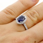 2.50 cts oval sapphire diamond engagement ring set in 14K white gold