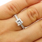 1.50 Cts Princess Cut Diamond Engagement Ring set in 18K White Gold