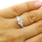 2.45 Cts three stone Princess Cut Diamond Engagement Ring Set in 18K W