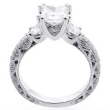 Three Stone Princess cut Diamond Engagement Ring Set in 18K White Gold