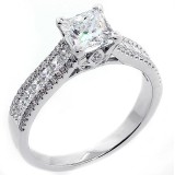 1.72 Cts Princess Cut Diamond Engagement Ring set in 18K White gold