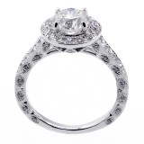 1.52 Cts Round Cut Diamond Engagement Ring set in 18K W Vintage Setting with Halo