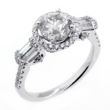 THREE Stone Diamond Engagement Ring set in 18K White Gold