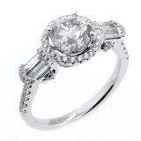 THREE Stone Diamond Engagement Ring set in 18K White Gold