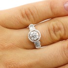 THREE Stone Diamond Engagement Ring set in 18K White Gold