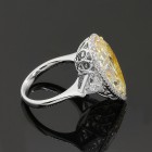 11.57 Cts Pear Shape Fancy Yellow Diamond Engagement Ring set in 18K White Gold