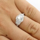 2.40 Cts three stone diamond engagement ring set in 18K white gold
