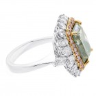 7.74 CTS LIGHT GREEN CUSHION CUT DIAMOND ENGAGEMENT RING SET IN 18K WHITE GOLD