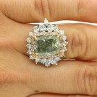 7.74 CTS LIGHT GREEN CUSHION CUT DIAMOND ENGAGEMENT RING SET IN 18K WHITE GOLD