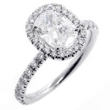 1.92 CTS OVAL CUT DIAMOND HALO ENGAGEMENT RING SET IN PLATINUM