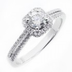 0.80 CTS ROUND CUT CE DIAMOND HALO ENGAGEMENT RING SET IN 18K WHITE GOLD