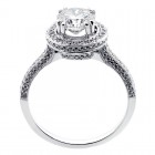 1.74 CTS ROUND CUT DIAMOND HALO ENGAGEMENT RING SET IN 18K WHITE GOLD