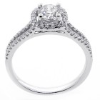 1.07 CTS ROUND CUT DIAMOND HALO ENGAGEMENT RING SET IN 18K WHITE GOLD