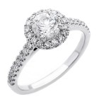 1.24 CTS EGL ROUND CUT  DIAMOND HALO ENGAGEMENT RING SET IN 18K WHITE GOLD