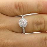 1.24 CTS EGL ROUND CUT  DIAMOND HALO ENGAGEMENT RING SET IN 18K WHITE GOLD