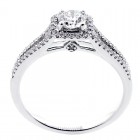 0.61 CTS ROUND CUT DIAMOND  HALO ENGAGEMENT RING SET IN 18K WHITE GOLD