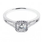 0.61 CTS ROUND CUT DIAMOND  HALO ENGAGEMENT RING SET IN 18K WHITE GOLD