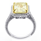 5.02 CTS RADIANT CUT FANCY YELLOW DIAMOND ENGAGEMENT RING SET IN 18 K WHITE GOLD