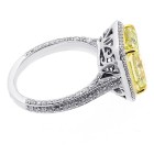 5.02 CTS RADIANT CUT FANCY YELLOW DIAMOND ENGAGEMENT RING SET IN 18 K WHITE GOLD