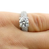4.02 CTS ROUND CUT DIAMOND ENGAGEMENT RING SET IN 14K WHITE GOLD
