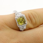 2.05 CTS CUSHION CUT DIAMOND ENGAGEMENT RING SET IN 18K WHITE GOLD