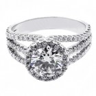 2.15 CTS ROUND CUT DIAMOND HALO ENGAGEMENT RING SET IN 18K WHITE GOLD