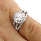 2.15 CTS ROUND CUT DIAMOND HALO ENGAGEMENT RING SET IN 18K WHITE GOLD