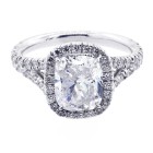 4.01 CTS CUSHION CUT DIAMOND ENGAGEMENT RING WITH HALO SET IN PLATINUM 