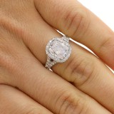 4.01 CTS CUSHION CUT DIAMOND ENGAGEMENT RING WITH HALO SET IN PLATINUM 