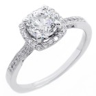 1.22Cts ROUND CUT DIAMOND HALO ENGAGEMENT RING SET IN 14K WHITE GOLD