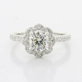 1.76 Cts Round Cut Diamond Engagement Ring set in 18K White Gold