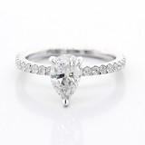 1.01 cts Pear Shaped diamond Engagement Ring set in 18K white gold