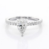 1.01 cts Pear Shaped diamond Engagement Ring set in 18K white gold