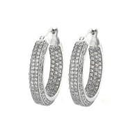 1.19Ct TW Inside Out Diamond Hoops Earrings