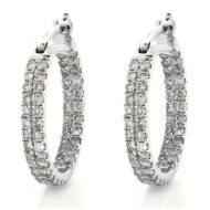 2 Row Pave Inside Out Diamond Hoops Earrings