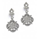 Round And Princess Floral Drop Diamnd Earrings