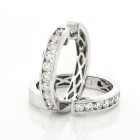 1.25 Cts. 18K White Gold Channel Diamond Hoop Earrings