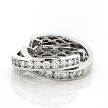 1.25 Cts. 18K White Gold Channel Diamond Hoop Earrings