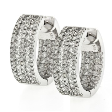 1.43 Cts. 18K White Gold Inside Out Diamond Hoop Earrings