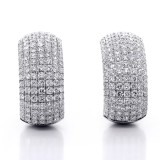  5.30ctw Round Cut Diamond Hoop Pave Earrings 18K White Gold