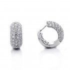 2.16 Cts Round Cut Diamond Hoop Pave Earrings 18K White Gold