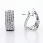 2.64 Cts  Round Cut Diamond Hoop Pave Earrings 18K White Gold